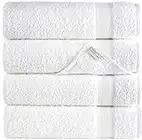 White Bath Towels 27" x 54" Quick-Dry High Absorbent 100% Turkish Cotton Towel for Bathroom, Guests, Pool, Gym, Camp, Travel, College Dorm (White, 4 Pack Bath Towel)