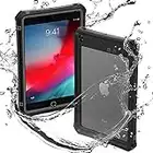 ShellBox Case for iPad Mini 5/4 7.9 Inches,Full-Body Protective Bumper Case,with Pencil Holder,Rugged Folding Kickstand,Lanyard,IP68 Waterproof Dustproof Heavy Duty Shockproof Case for iPad (Black)