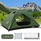 V VONTOX Tenda Campeggio, 2-3 Persone Ultra-Leggero Tenda a Due Porte, Anti UV e Impermeabile, 3-4 Stagioni, Oscurante e Sole, per Campeggio, Arrampicata, Escursioni, Viaggi di Coppia (Verde)