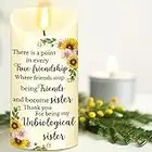 Gerrii Friendship Gifts for Women Sunflower Friend Gift Unbiological Sister 3 x 6 Inch LED Battery Operated Everlasting Candle with Quotes Thank You Gifts for Friend Christmas Birthday Decor