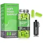 Neutron Soft Foam Ear Plugs with Travel Case - Noise Cancelling 38dB SNR - Earplugs for Sleeping, Travel, Concerts, Studying, Work, Loud Noise, Snoring - 60 Pairs - Green