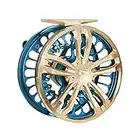 Piscifun Platte Pro Fly Reel with Full-Sized Drag Knob, CNC-Machined Aluminum Alloy, Large Arbor & Fully Sealed Fly Fishing Reel for Freshwater & Saltwater Blue & Gold-7/8wt