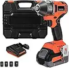 20V Brushless High Torque Impact Wrench Kit, 1/2-Inch Impact Gun With Hog Ring, Max Torque 370 Ft-Lbs (550N·m), Cordless Impact Wrench With 4.0Ah Li-Ion Battery, Quick Charger & 4 Sockets - T20