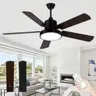 ghicc 52-Inch Ceiling Fans with Lights, Black Fan Lights Remote Control- Reversible Silent DC Motor and Matte