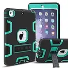 iPad Mini Case, iPad Mini 2 Case, iPad Mini 3 Case, MAKEIT 3in 1 Heavy Duty Protection Kickstand Combo Hybrid Impact Silicone Hard Case Cover for ipad Mini 1 2 3 (Black/Green)