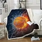 Plaid Couverture Peluche, Morbuy Super Douce Chaude 3D Flanelle Voyage Pique-Nique Chambre Canapé-Lit Literie Bébé Petite Couverture Drap de Lit Adulte Enfant (130x150cm,Basketball)