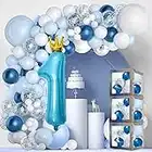 AnyingkaiDecorazioni compleanno per bambino, decorazione compleanno 1 compleanno blu Happy Birthday, decorazioni per il primo compleanno per bambino,decorazione 1 palloncino compleanno