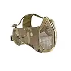 OneTigris Airsoft Maske Faltbare halbe Mesh Gesichtsmaske Gesichtsschutz mit Gehörschutz (Multicam)