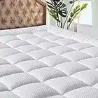 MATBEBY Ropa de cama acolchada ajustable para colchón refrescante, transpirable, esponjosa, suave, se estira hasta 21 pulgadas de profundidad, tamaño Queen, blanco, cubrecolchón, protector