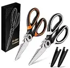 Miluoou Kitchen Scissor, 2-Packs Kitchen Scissor Heavy Duty Meat Shears, Ultra Sharp Stainless Steel Multi-Purpose Scissors for Cutting Meat, Chicken, Vegetable, Fish, Poultry, Vegetable, BBQ, Pizza