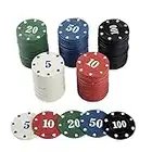 TOYANDONA Pokerchips Set 100 Stück Plastikspielchips Texas Holdem Blackjack Spiel Bingo Chips Requisiten mit Klarer Aufbewahrungsbox