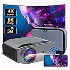 5G WiFi Home Theater Projector 4k Supported, Artlii Energon2 Outdoor Bluetooth Projector, Dolby Audio, Wireless & Wired Mirroring, FHD Native 1080P Movie Projector Compatible W/ TV Stick, iOS, Android
