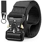 Ceinture Tactique,Ceinture Homme Tactique Militaire en Nylon Réglable avec la Boucle en métal résistante à dégagement Rapide pour Sport Extérieur Pratique et Durable Ceinture,Noir, tailles:49”(125cm)