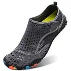 L-RUN Water Shoes for Men Women Barefoot Quick-Dry Outdoor Athletic Sport Shoes for Kayaking Boating Hiking Surfing Walking Grey, 14.5 Women/12.5 Men