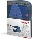 Rayen 90 x 55 cm Protector para Planchar sobre Mesa con reposa planchas | Base Antideslizante | Mínimo Espacio Plegado | Ideal para Viajes | Medidas, Algodón, muletón y Silicona, Azul Oscuro