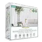 Rest LINE Bamboo Jacquard Water Proof Mattress Protector (Queen), Cooling Technology 100% Bamboo,Hypoallergenic, Breathable and 100% Waterproof, Stretches Up to 18 Inches, 60X80 Soft Fitted Cover