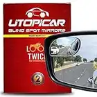 Utopicar Blind Spot Car Mirror - Convex Blindspot Mirrors for 3x Larger Image, Engineered Design for Side Mirror (Blindspot), Frameless Car Blind Spot Mirror - Rear View Blind Spot Mirrors (2 Pack)