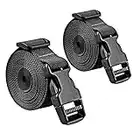 Premium Utility Straps with Quick Release Buckle Adjustable Heavy Duty Long Nylon Tie Down Straps Lashing Straps for Backpack Tactical Camping Gear Sleeping Bag Mattress(Black 2Pcs/13ft)