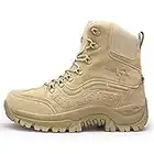 Botte Militaire pour Homme Haut Haut Tactique Botte du désert Côté Zip Armée Combat Bottes de Marche Sports de Plein air Randonnée Bottes de randonnée,Beige-40