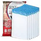 Spacesaver Premium Travel Roll Up Compression Storage Bags for Suitcases -No Pump or Vacuum Needed - Perfect for traveling! (Travel 8 Pack)