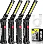 4 Pack Flashlights, LED Work Light, Work Light with Magnetic Base and Hanging Hook, 360°Rotate 5 Modes Rechargeable Flashlights for Car Engines Repair, Grill, Emergency and All Tight Spots (4 Pack)