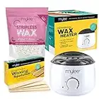 Mylee Professional Waxing Kit with Wax Heater, Hard Wax Beads 500g, Spatulas - Stripless Depilatory Waxing Pellets Solid Film Beans No Strip Needed (Coconut & Arnica)