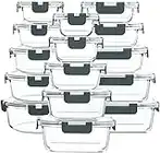 M MCIRCO 30 Pieces Glass Food Storage Containers with Upgraded Snap Locking Lids,Glass Meal Prep Containers Set - Airtight Lunch Containers, Microwave, Oven, Freezer and Dishwasher Friendly