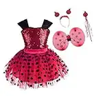 Dressy Daisy Toddler Girls Polka Dots Ladybug Costume with Accessories Tutu Dress Halloween Christmas Fancy Party Dresses Size 4-5T Red