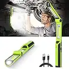 Work Light, Ropelux Rechargeable LED Work Light 1500 Lumens, Portable Flashlight 180° Rotate 3 Modes, with 3 Magnetic Base and Hook Mechanic Light, for Car Repairing/Under Hood/Emergency