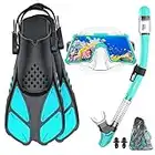 JEMULICE Gafas y Máscaras de Buceo y Tubo y Aletas de Buceo para Adulto, Unisex Packs de Snorkel Incluir Gafas de Buceo, Aletas Snorkel y Dry Top Snorkel, Kit de Snorkel Set para Mujeres Y Hombres