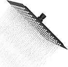 Drenky Pommeau de Douche Noir, Tete de Douche Pluie 20 cm Pomme de Douche Carré en Acier Inoxydable A2 V2A Pomme de Douche Anti Calcaire,Universelle Filetage 1/2 Pouce, Rotatif 360°