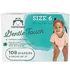Amazon Brand - Mama Bear Gentle Touch Diapers, Hypoallergenic, Size 6, 108 Count (4 packs of 27), White
