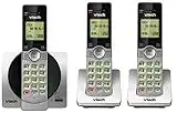 VTech DECT 6.0 Three Handset Cordless Phone with CID, Backlit Keypads and Screens, Full Duplex Handset Speakerphones, Call Block Silver/Black