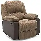 More4Homes POSTANA JUMBO CORD FABRIC RECLINER ARMCHAIR LOUNGE HOME RECLINING CHAIR (Brown)