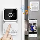 Cards 2022 Wireless Remote Video Doorbell,Home Smart Doorbell Intercom HD Night Vision WiFi Charging Anti-Theft Doorbell,Two-Way Talk, Photo-White