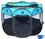 ZuHucpts Portable Foldable Pet Playpen/Dog Puppy Pen/Cat Tent cage | Indoor Outdoor Use | + Travel Bowl (Medium 28" x 28" x 18", Bule)