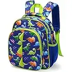 WAWSAM Watercolor Dinosaur Toddler Backpack - Mini Backpack for Baby Boys Kids Preschool School Kindergarten Nursery with Dinosaur Horn Kids Schoolbag for Hiking Travel Rucksack Book Bags