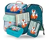 Baagl Zippy Lot de 5 cartables pour fille - Sac d'école à partir de la 1ère classe - Sac d'école primaire avec sangle de poitrine - Sac à dos d'école ergonomique, Renard, Ensemble cartable