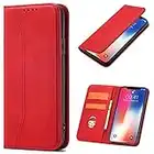 OKZone Cover per Samsung Galaxy S10E, Custodia Flip Pelle Portafoglio Magnetica Libro [Slot Schede], Silicone TPU Bumper Wallet Supporto Cover, Antiurto [Kickstand] (Rosso)