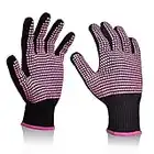 Sopito Heat Resistant Gloves with Silicone Bumps, 2Pcs Professional Heat Proof Glove Mitts for Hair Styling Curling Iron(Pink)