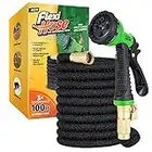 Flexi Hose Upgraded - Manguera para jardín mejorada y expansible - Longitud extra - Con conectores de 2 cm de latón - Flexible y antirroturas - Boquilla con 8 funciones - Negro - 30 metros