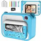 Appareil Photo Enfants à Impression Instantanée avec Papier d'impression, Caméra Jouet Numérique 1080P HD avec écran de 2,0 Pouces, Carte TF 32 Go, Cadeau pour Filles Garçons 3-12 Ans（Bleu）…