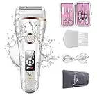 Miserwe Womens Electric Razor Painless Lady Shaver Wet and Dry Cordless Rechargeable Women’s Hair Remover Body Hair Remover for Legs Bikini and Underarms with LED Display