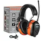 PROHEAR 027 AM FM Radio Headphones with Digital Display, 25dB NRR, Safety Ear Protection Earmuffs for Mowing, Snowblowing, Construction, Work Shops