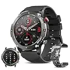 Smartwatch Uomo Militare, Effettua/Risponde Chiamate in Vivavoce, Orologio Fitness IP68 con 20 Modalità Sport, Cardiofrequenzimetro/SpO2/Sonno/Notifiche WhatsApp, Smart Watch per Avventura all'Aperta