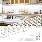 Wobsion Lámpara LED para debajo de los muebles, tira LED blanca de 3 m, iluminación para armarios de cocina, barra de luz clara con mando a distancia inalámbrico, banda LED de 6000 K, 1500 lm