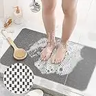 Non Slip Shower Mats Resistance, Soft Textured Bathtub Mat PVC Loofah Mat for Bathroom Shower Anti Slip Bath Mat Non Suction Cup, Quick Drying Bath Mat for Shower (40 x 60 cm, Grey)