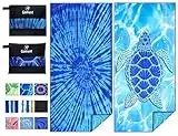 2 Pack Lightweight Thin Beach Towel Oversized 71"x32" Big Extra Large Microfiber Sand Free Towels Quick Dry for Swim Travel Camping Sports Beach Accessories Vacation Essential Gift