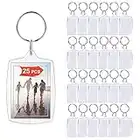 XCOZU Lot de 25 porte-clés photo en acrylique transparent double face pour photos, cadre photo porte-clés avec anneau fendu, porte-clés personnalisé pour clés, artisanat, cadeaux, transparent