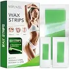 Nopunzel Wax Strips 80 counts, Waxing Strips, Wax strips for Hair Removal, Facial & Body Wax Strips For Men & Women, At Home Waxing Kit for Face Legs Brazilian Arms Underarm Bikini, Wax Strips (3 Sizes) + 8 Calming Oil Wipes